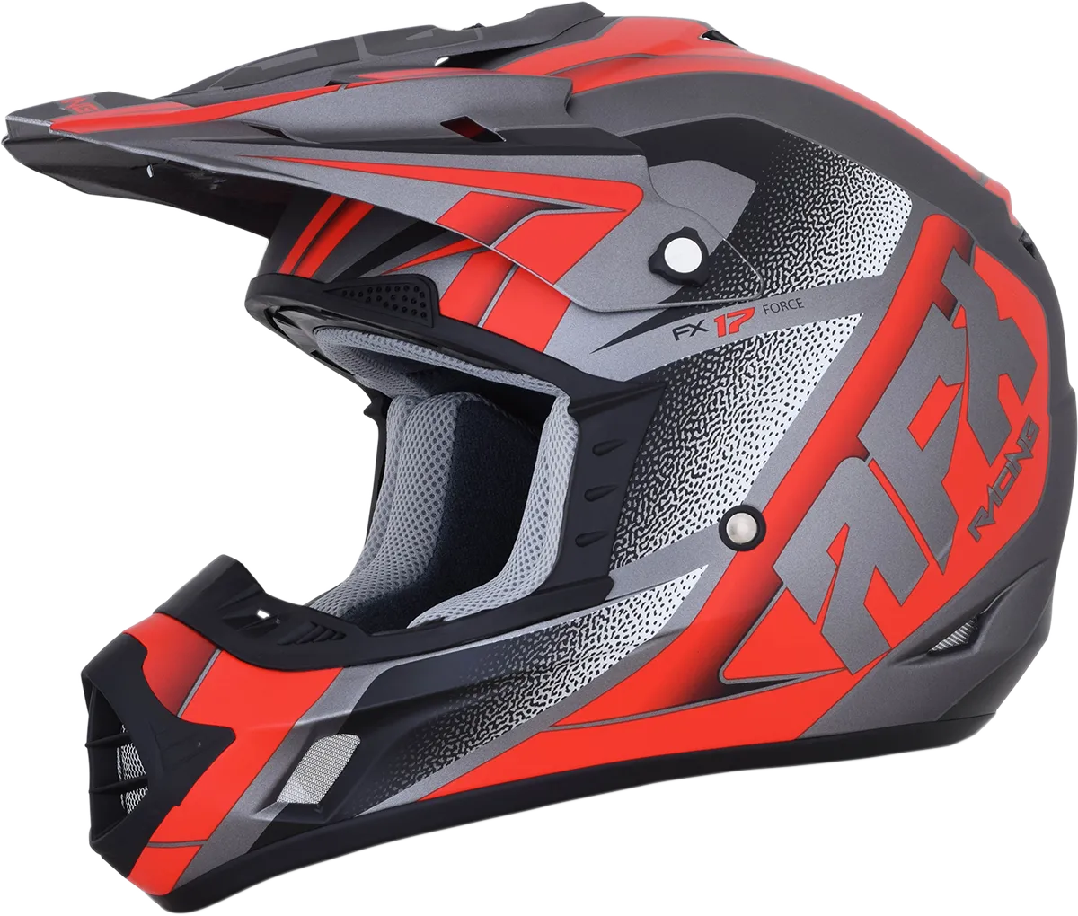 AFX FX-17 Helmet - Force - Frost Gray/Red - Large 0110-5205
