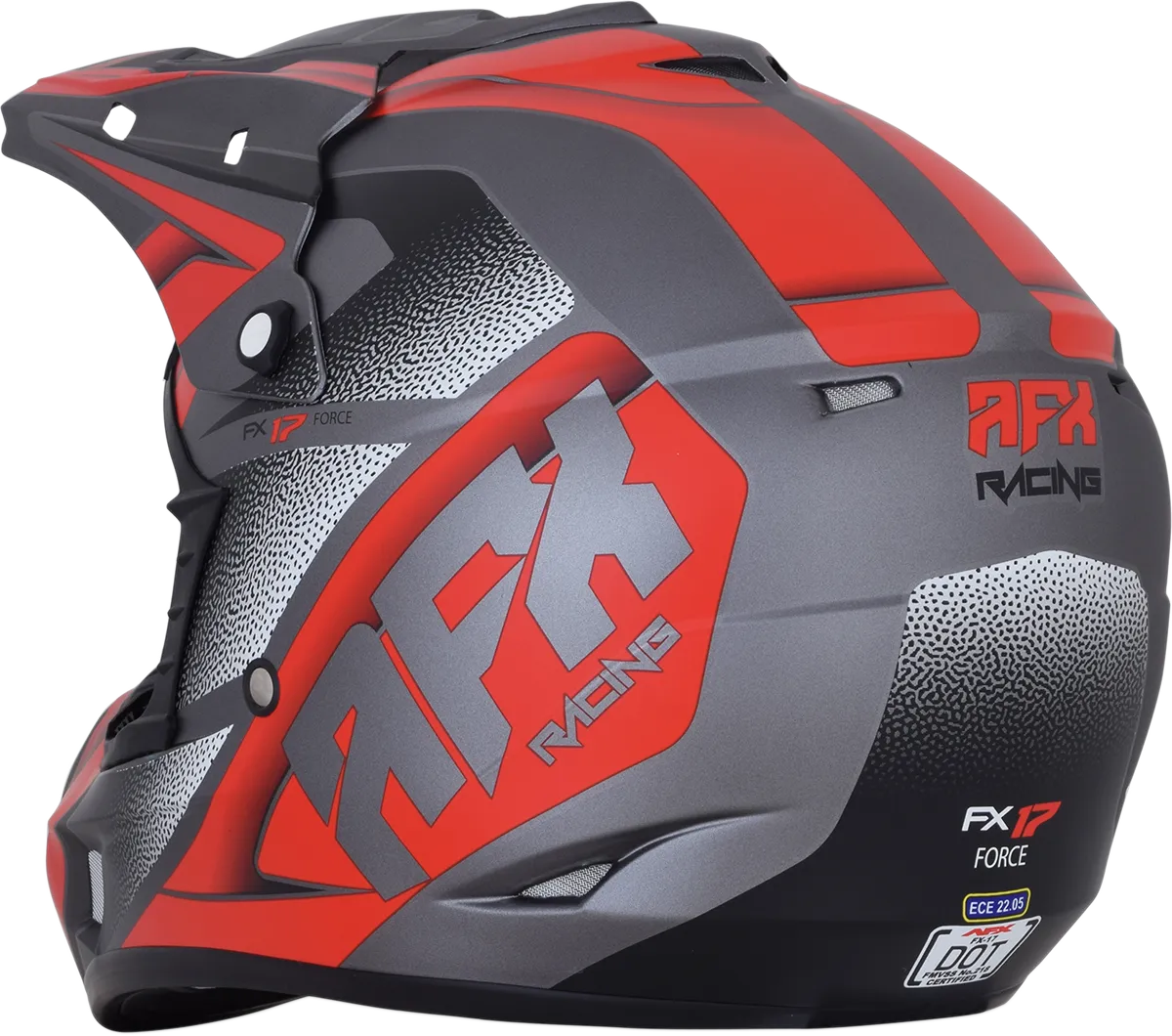 AFX FX-17 Helmet - Force - Frost Gray/Red - Large 0110-5205