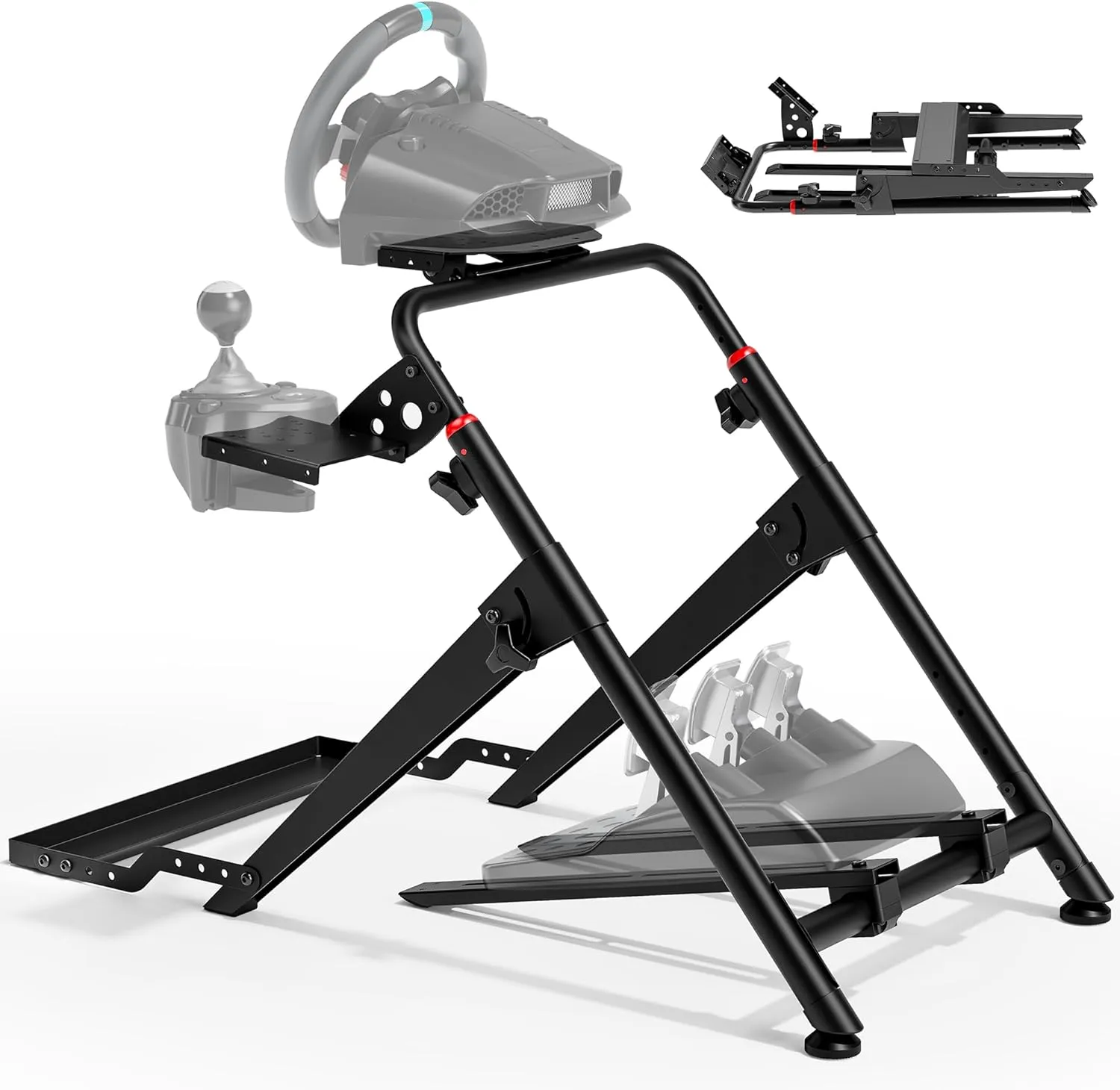 ARES WING Foldable Sim Racing Wheel Stand with Chair Fixing Slot, Formula and GT Racing Simulator Cockpit Compatible with Fanatec, Thrustmaster, Logitech, Moza, Racing Games on PS5, PS4, Xbox and PC
