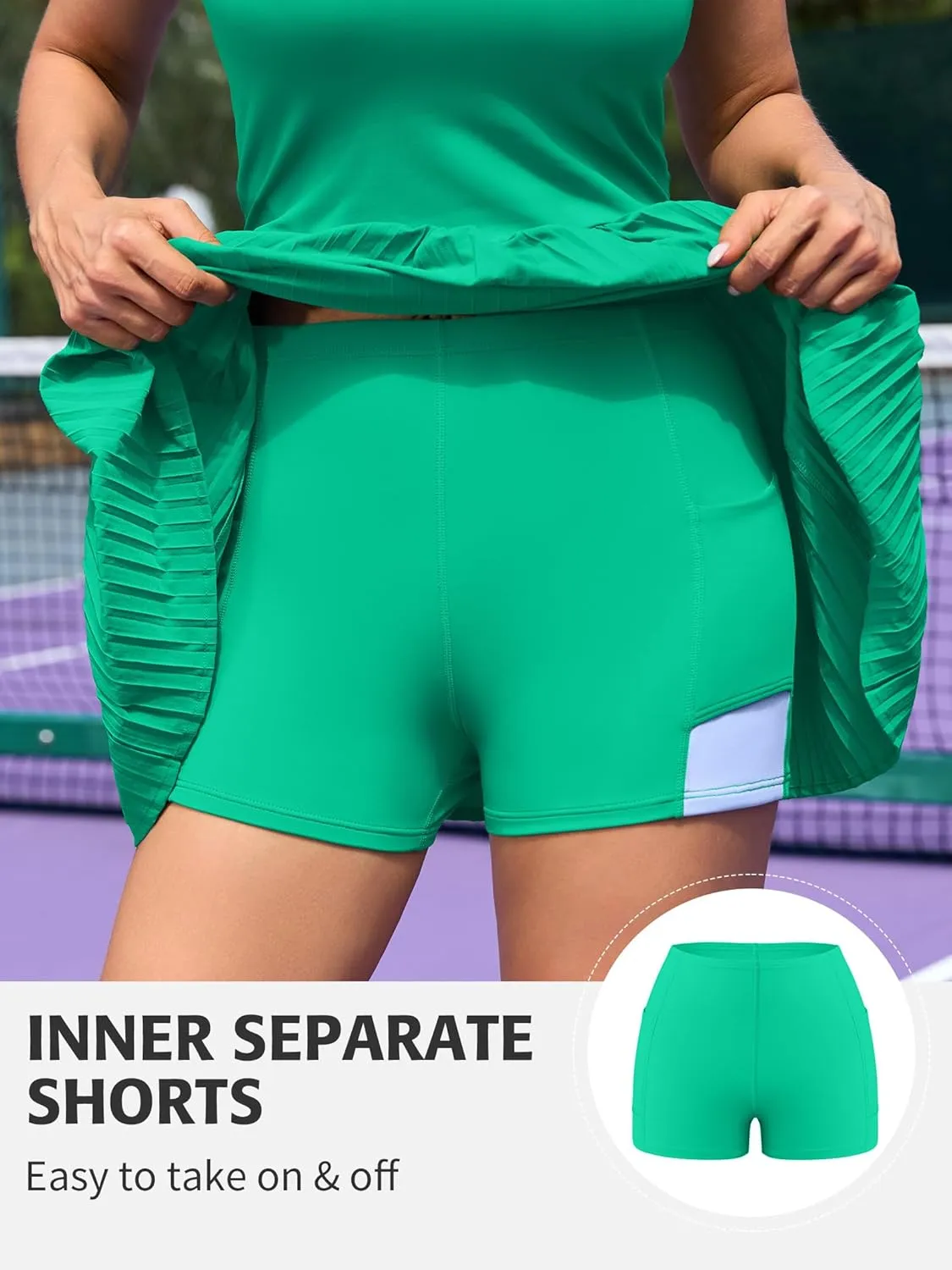 ATTRACO Tennis Dresses for Women with Shorts Pockets and Bra V Neck Racerback Golf Outfits