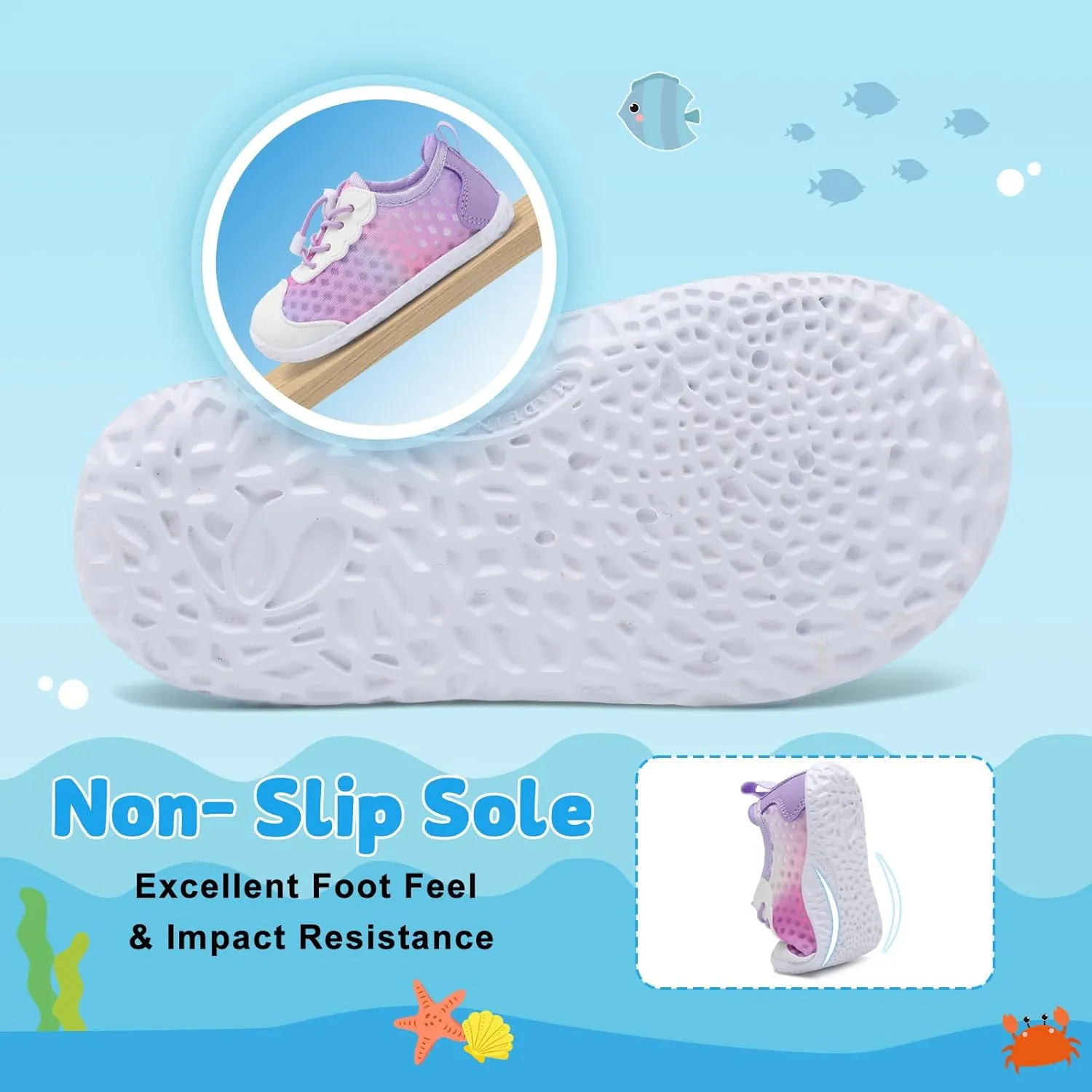 BARERUN Toddler Water Shoes Barefoot Kids Water Shoes Boys Girls Aqua Socks Quick-Dry Breathable Toddler Sandals Slip on Indoor Outdoor Walking Shoes for Beach Swim Pool
