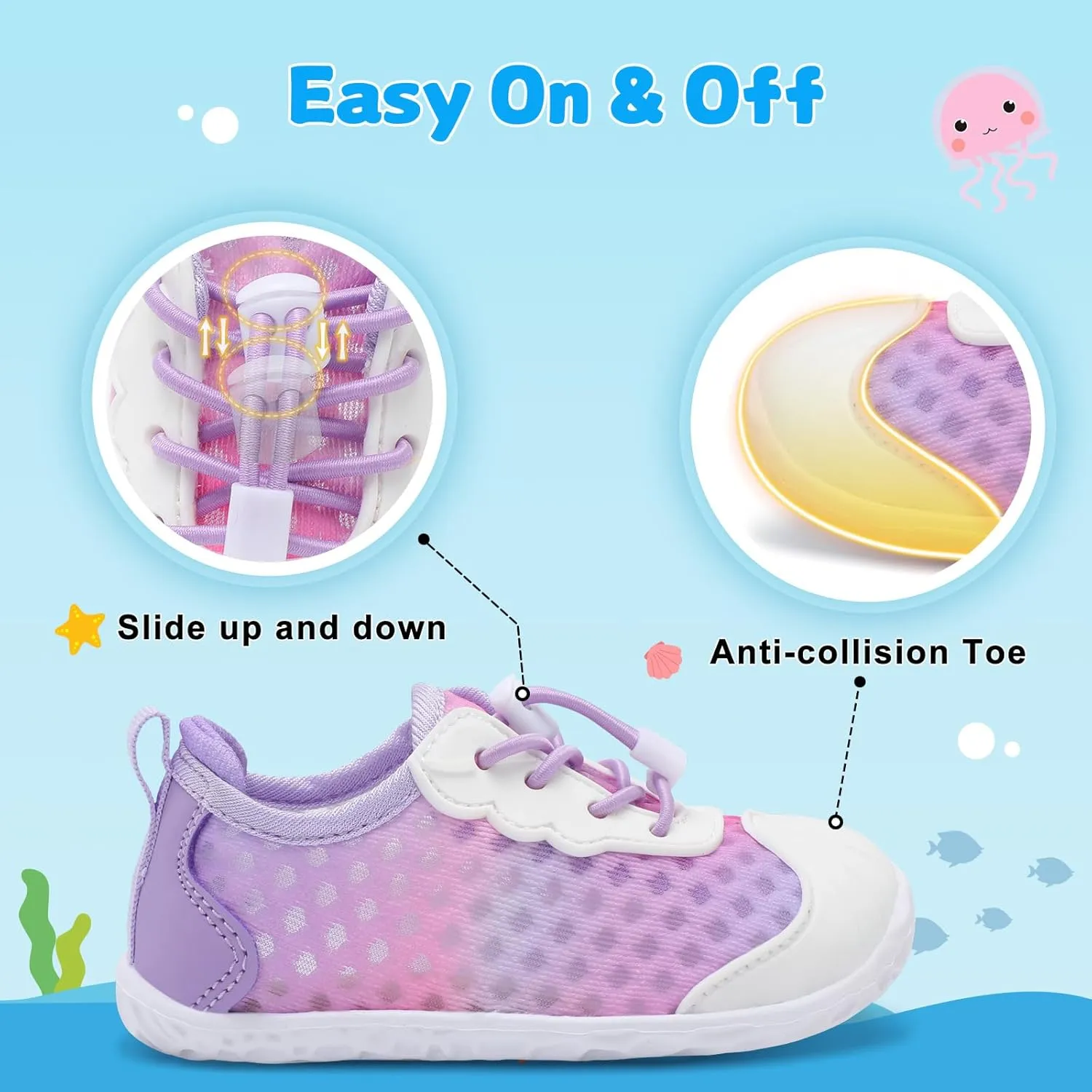 BARERUN Toddler Water Shoes Barefoot Kids Water Shoes Boys Girls Aqua Socks Quick-Dry Breathable Toddler Sandals Slip on Indoor Outdoor Walking Shoes for Beach Swim Pool