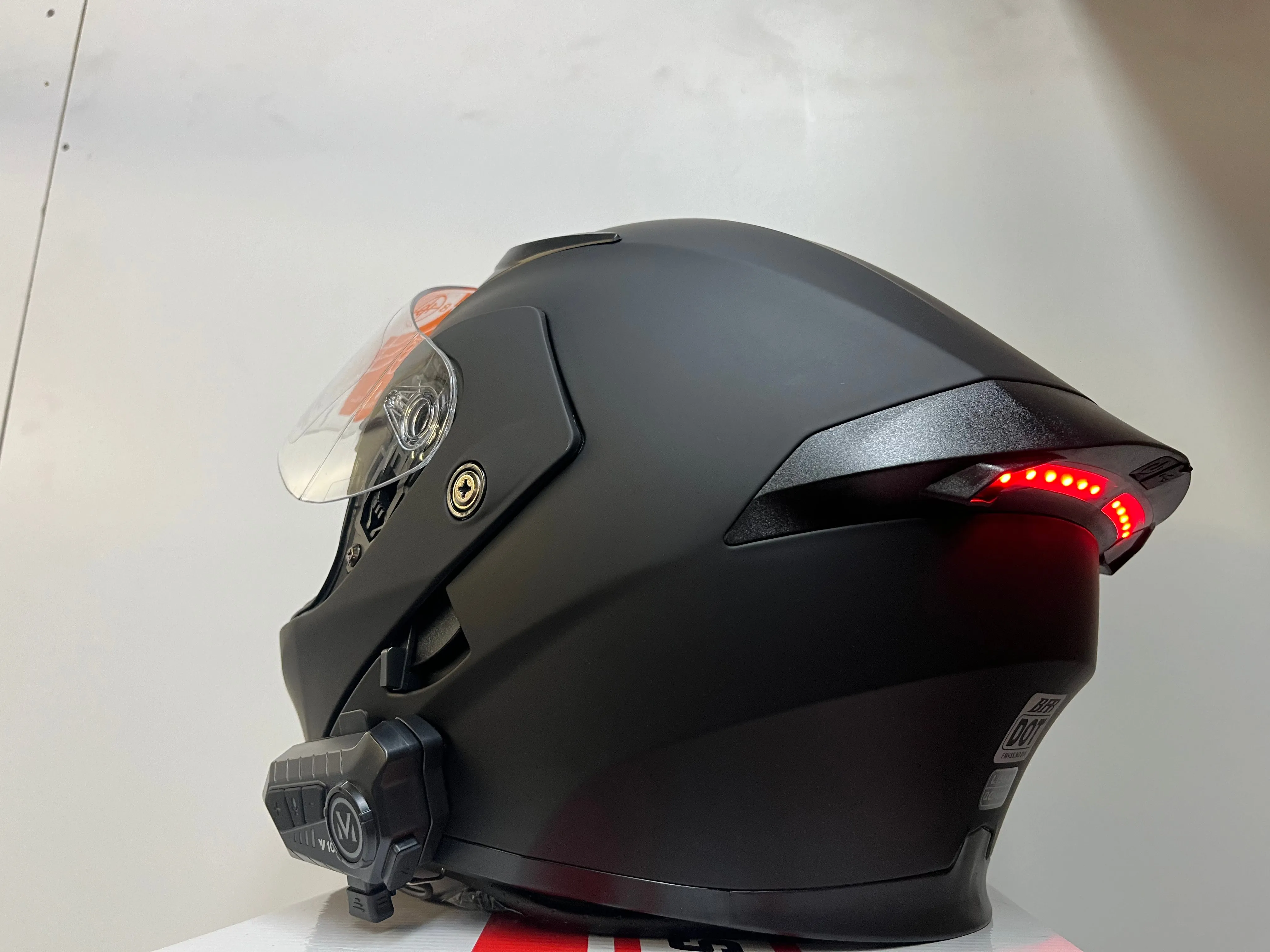 BFR Black Modular Helmet with Light   Bluetooth