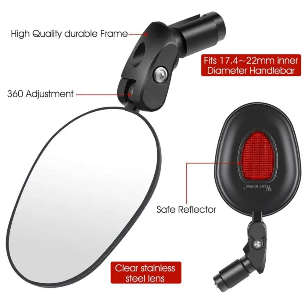 Bike Rearview Mirror MTB Road Bicycle Handlebar Mirror Wide Angle 360 Rotation Adjustable Cycling Rear View Mirror