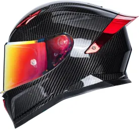 Carbon Fiber Full Face Motorcycle Helmets with Spoiler Sport Touring Street Motorcycle Helmet - Bluetooth Ready Speaker Pockets