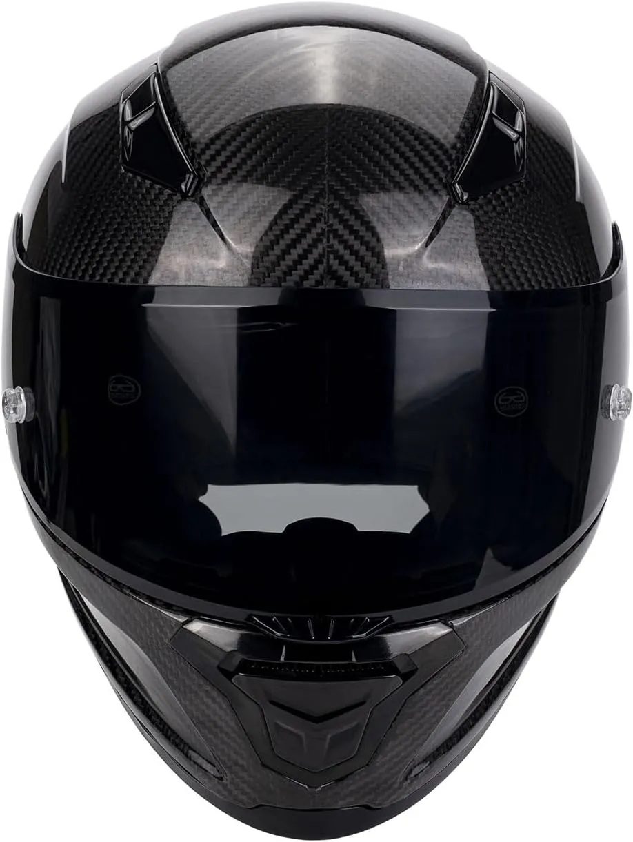 Carbon Fiber Full Face Motorcycle Helmets with Spoiler Sport Touring Street Motorcycle Helmet - Bluetooth Ready Speaker Pockets