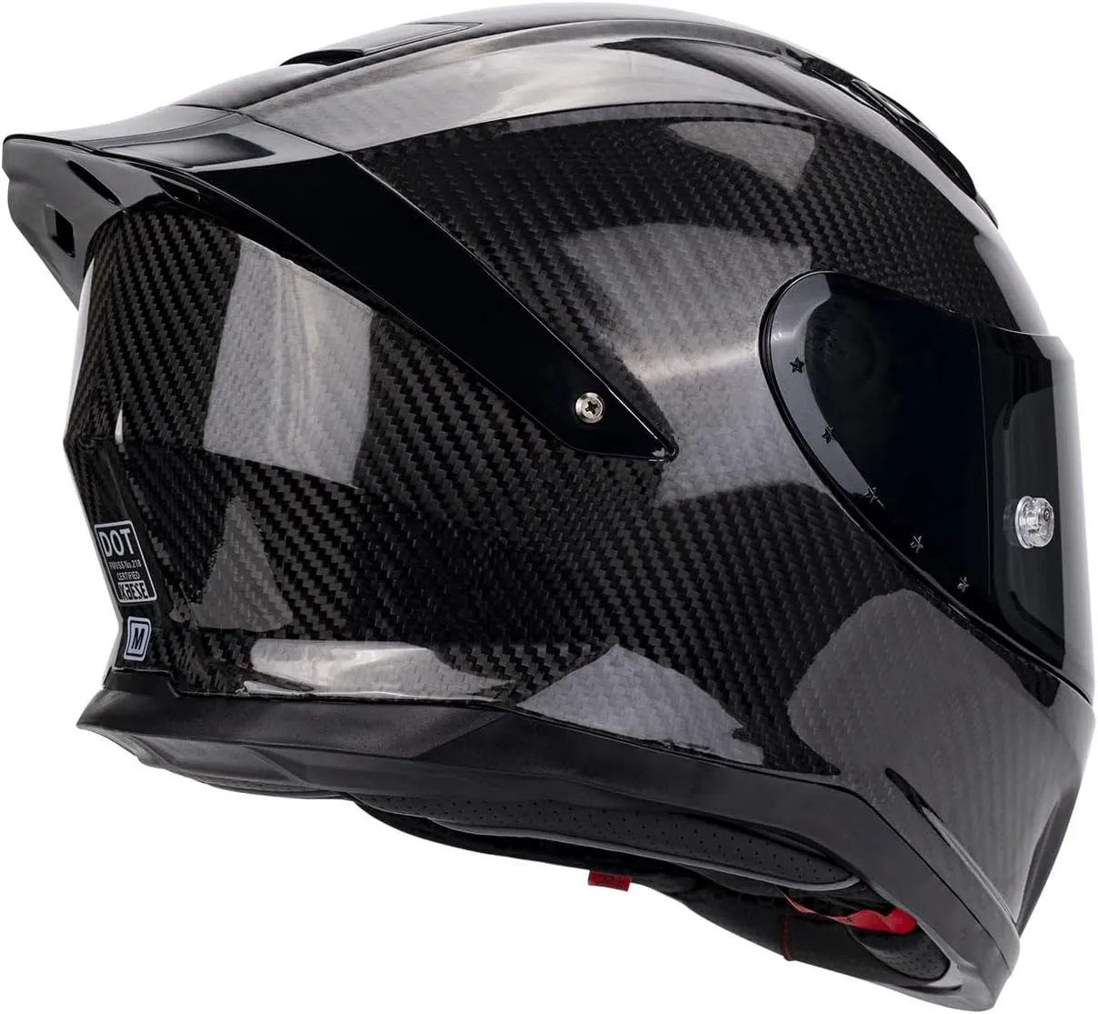 Carbon Fiber Full Face Motorcycle Helmets with Spoiler Sport Touring Street Motorcycle Helmet - Bluetooth Ready Speaker Pockets