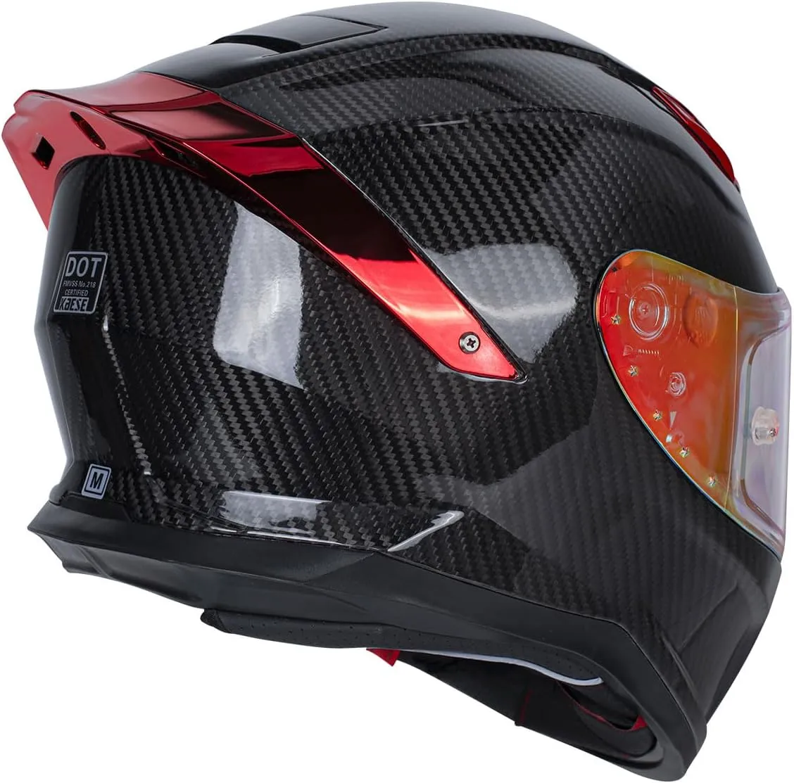 Carbon Fiber Full Face Motorcycle Helmets with Spoiler Sport Touring Street Motorcycle Helmet - Bluetooth Ready Speaker Pockets