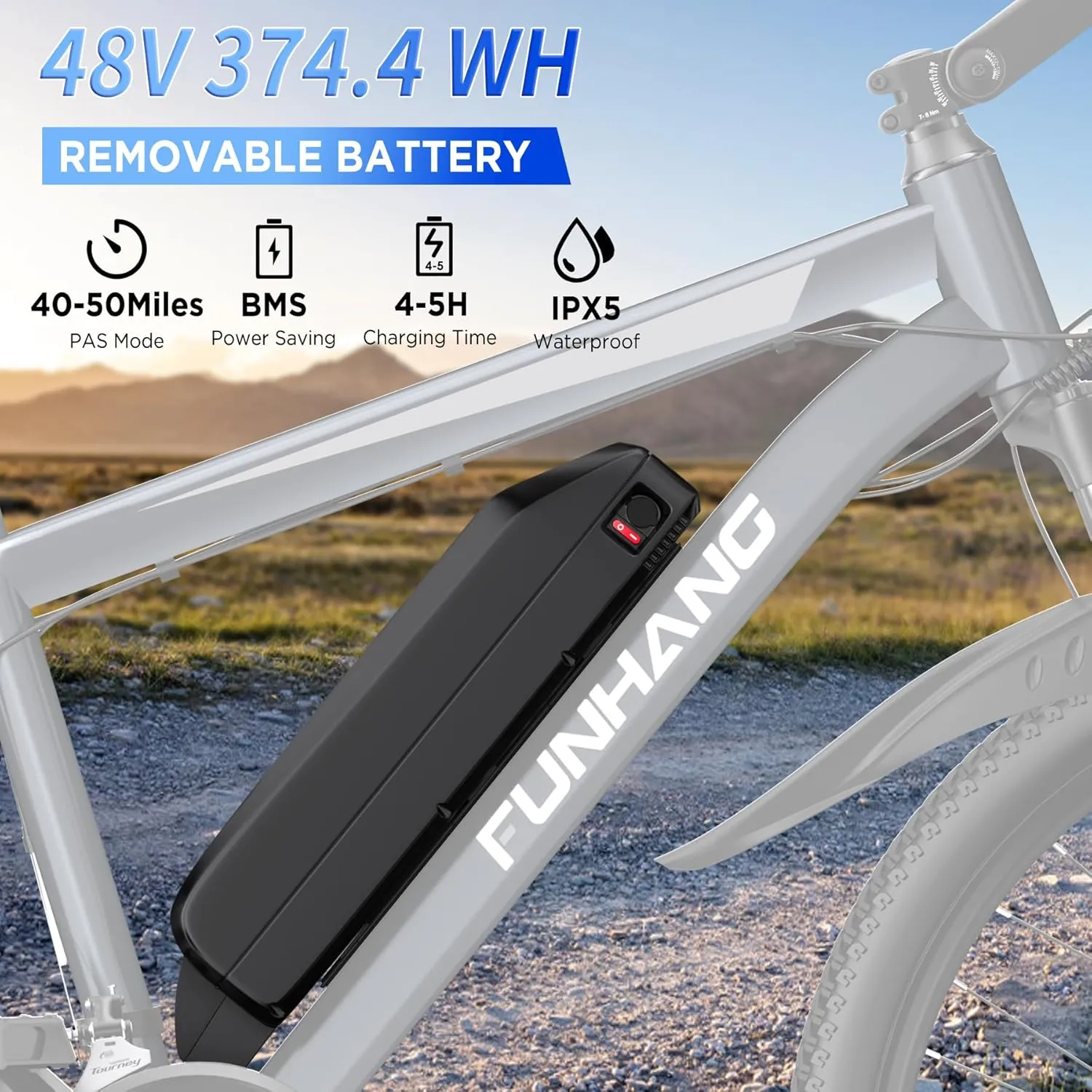 Electric Bike for Adults, 26'' 1000W Peak Ebike, Up to 50 Miles 21.7MPH Electric Mountain Bike with 48V 374.4WH Removable Battery, Adjustable Stem, Fenders, Lockable Suspension Fork, 21-Speed