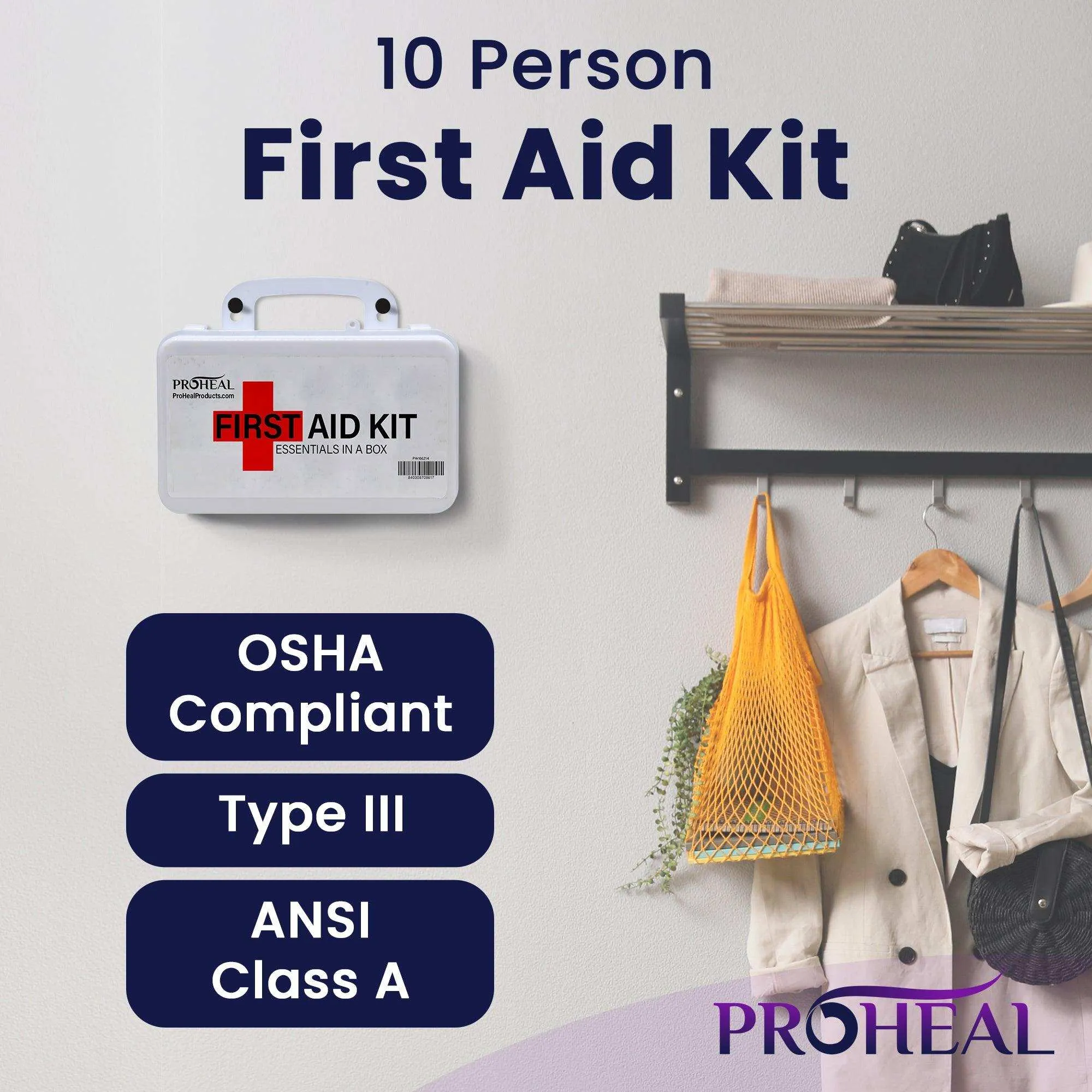 First Aid Kit Essentials in a Box - 71 Essential 10 Person Kit