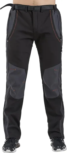 Gash Hao Men's Snow Ski Pants Waterproof Insulated Snowboard Pants Breathable Mesh Fleece Lined Zipper Bottom Ankle