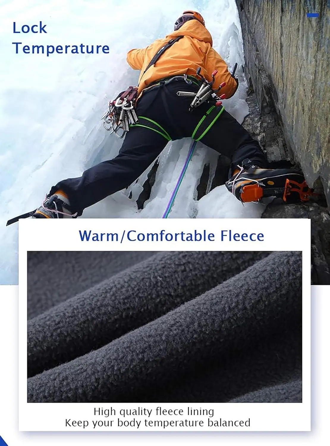 Gash Hao Men's Snow Ski Pants Waterproof Insulated Snowboard Pants Breathable Mesh Fleece Lined Zipper Bottom Ankle