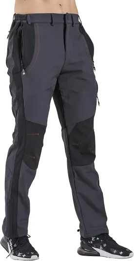 Gash Hao Men's Snow Ski Pants Waterproof Insulated Snowboard Pants Breathable Mesh Fleece Lined Zipper Bottom Ankle
