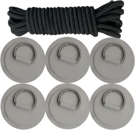 Golden Muhe 6 Pcs Stainless Steel D-Ring PVC Patch & Elastic Bungee Shock Cord for Sup Kayak Paddleboard Inflatable Boat
