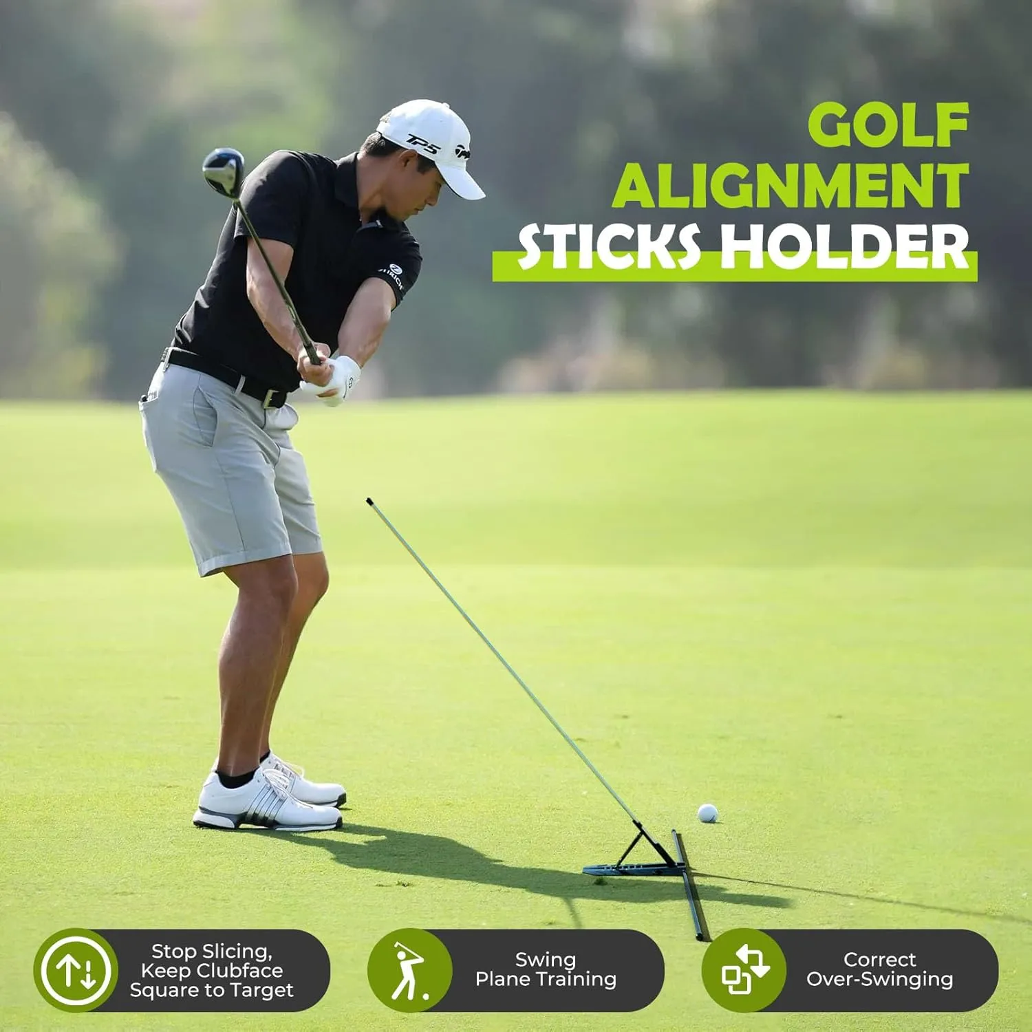 Golf Alignment Stick Holder - Golf Alignment Sticks Made of Metal, Golf Training Aid for Swing Plane and Swing Path Training, Golf Swing Trainer for Golf Practice Accessories
