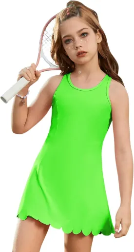Jxstar Girls Tennis Dress Sleeveless Golf Outfit High Waist Workout Athletic Skorts Sets with Shorts Pockets