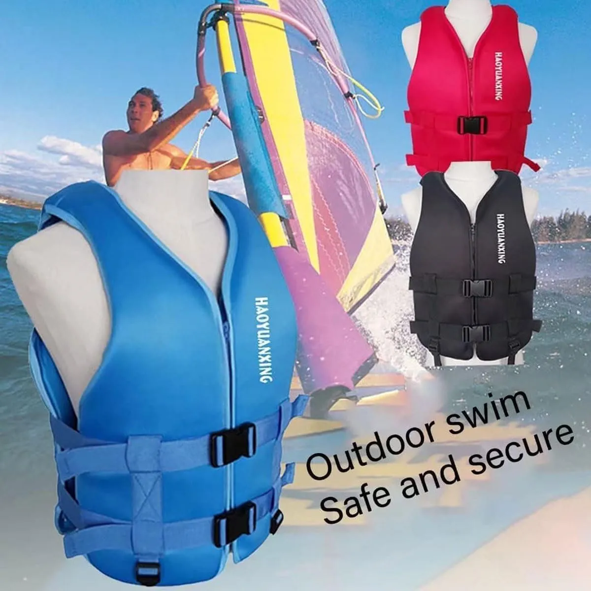 Lifejacekts for Adults, Adult Kayak Vest High Buoyancy Swim Vest Women's Men's Adjustable Straps Safety Jacket Great for Watersports, Boating, Swim, & More