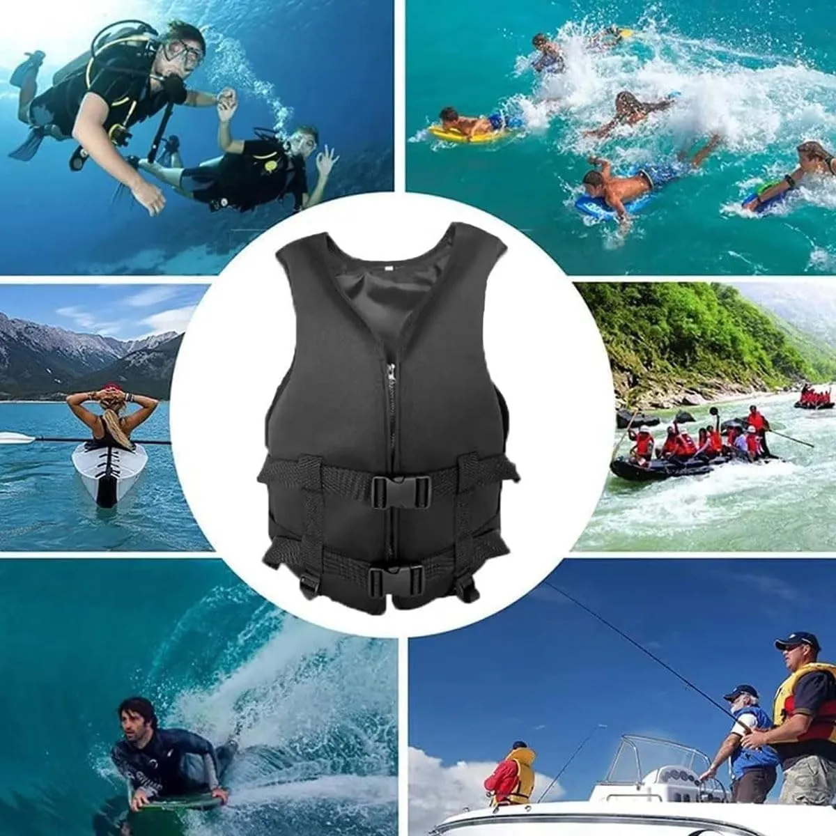 Lifejacekts for Adults, Adult Kayak Vest High Buoyancy Swim Vest Women's Men's Adjustable Straps Safety Jacket Great for Watersports, Boating, Swim, & More
