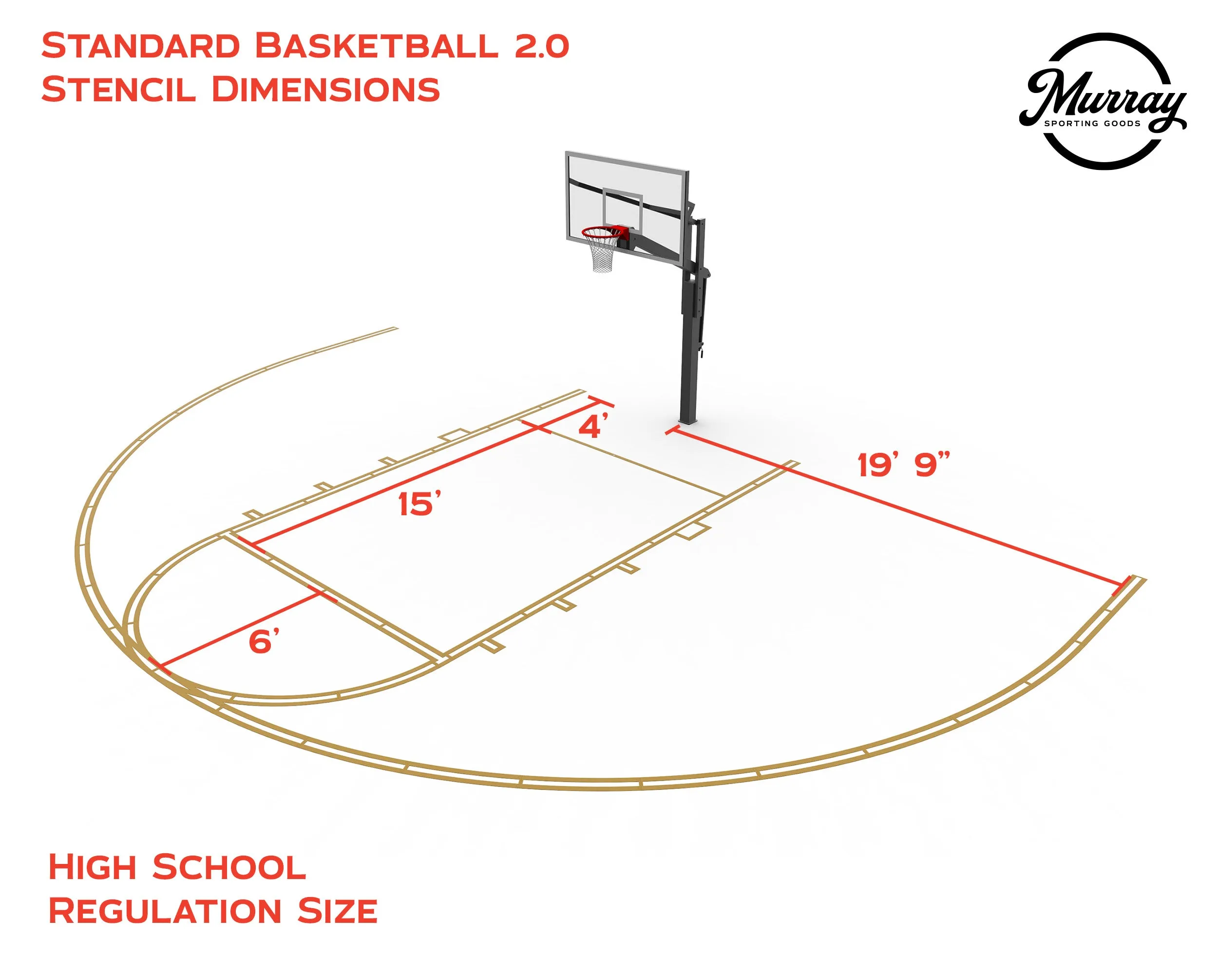 Murray Sporting Goods Basketball Court Marking Stencil Kit