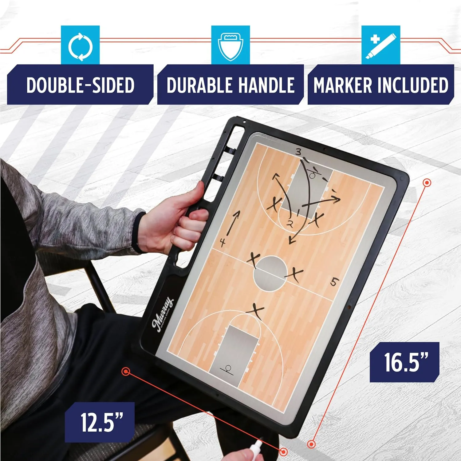 Murray Sporting Goods Dry Erase Premium Basketball Coaches Clipboard