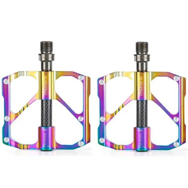 PROMEND new MTB/Road Bicycle Colorful Carbon Fiber Pedal Anti-slip Ultralight Mountain Bike Big Foot Pedals 3 Bearings Pedal Vtt