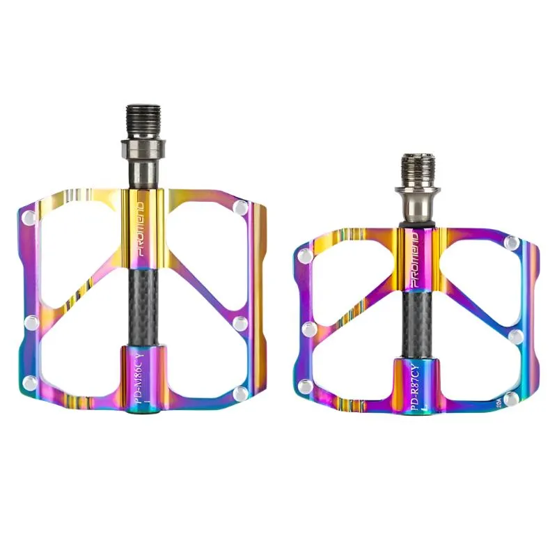 PROMEND new MTB/Road Bicycle Colorful Carbon Fiber Pedal Anti-slip Ultralight Mountain Bike Big Foot Pedals 3 Bearings Pedal Vtt