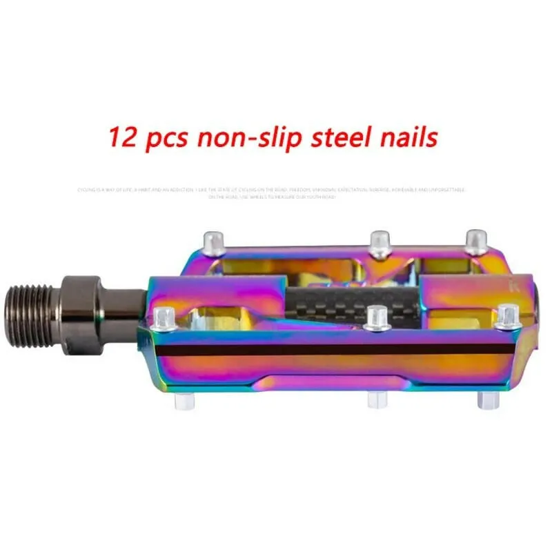 PROMEND new MTB/Road Bicycle Colorful Carbon Fiber Pedal Anti-slip Ultralight Mountain Bike Big Foot Pedals 3 Bearings Pedal Vtt