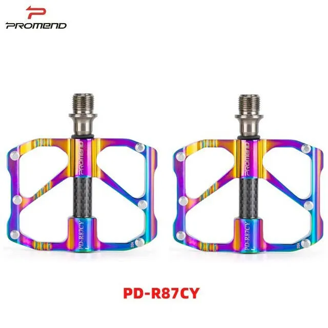 PROMEND new MTB/Road Bicycle Colorful Carbon Fiber Pedal Anti-slip Ultralight Mountain Bike Big Foot Pedals 3 Bearings Pedal Vtt