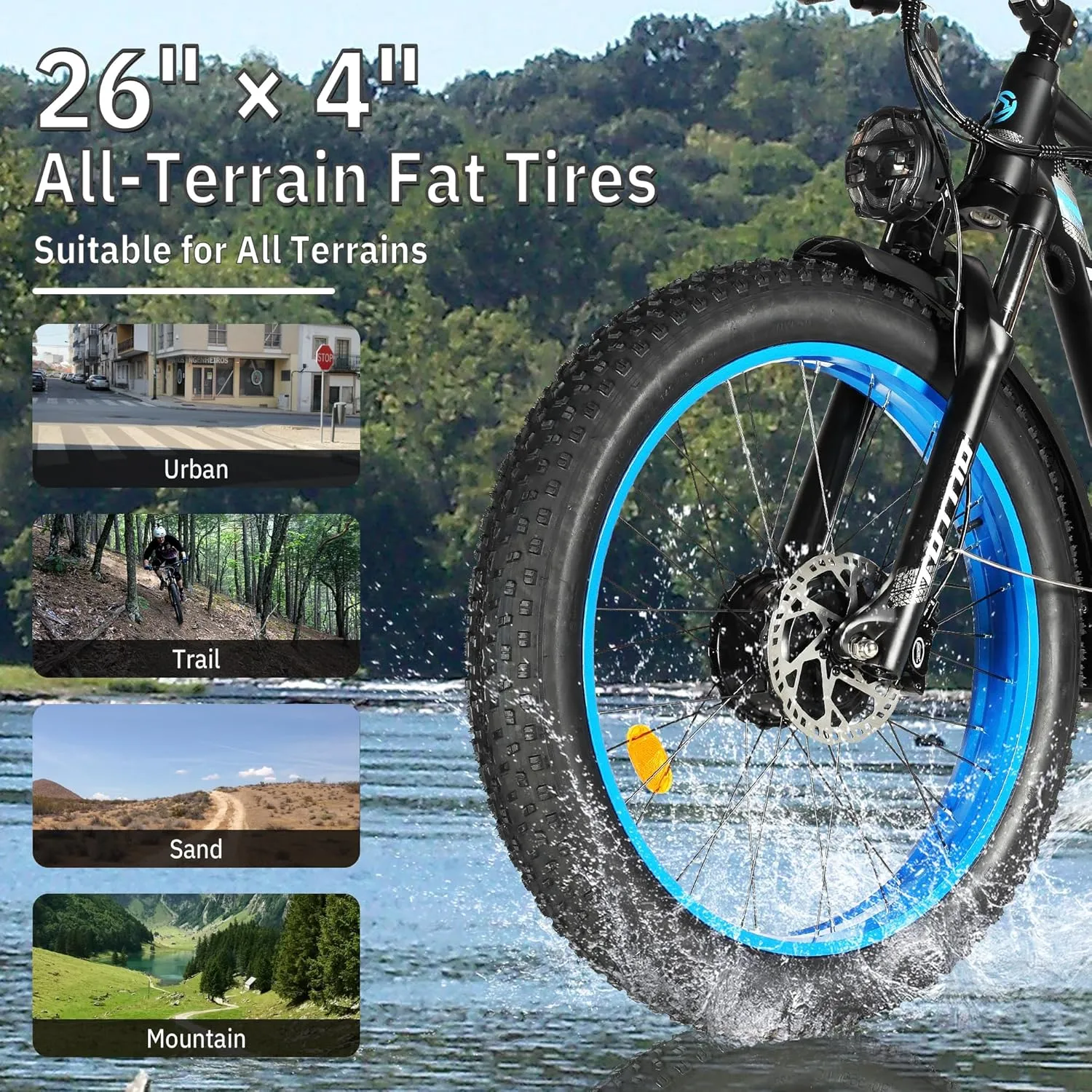 TUTTIO Electric-Bike for Adults-Men, Dual-Motor-Ebike 40-46MPH-Hunting-Ebike, 52V 30AH Long Range Dirtbike, 26" Fat-Tire-Electric-Bicycle, Full Suspension Mountain Bike for Off-Road Snow Sand