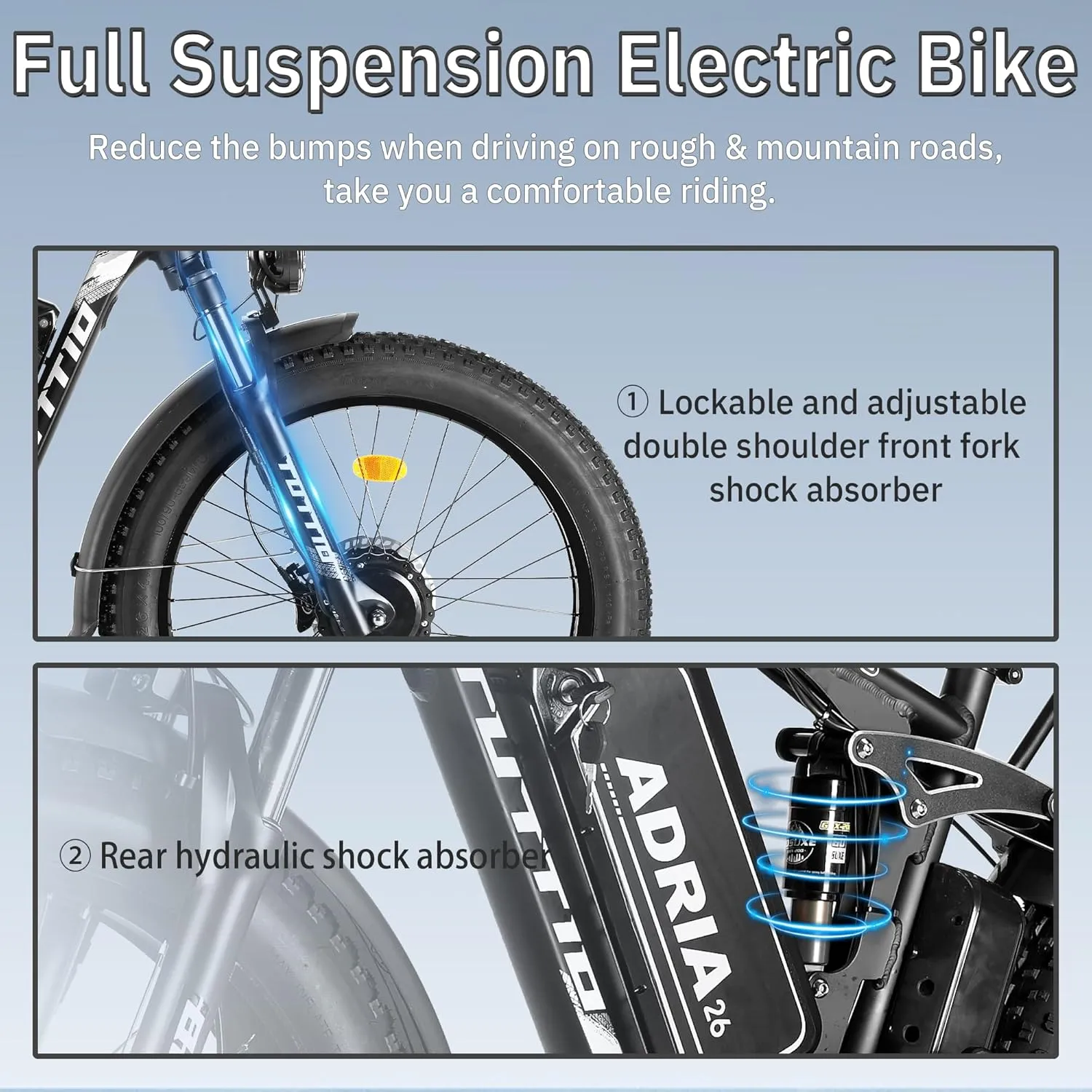 TUTTIO Electric-Bike for Adults-Men, Dual-Motor-Ebike 40-46MPH-Hunting-Ebike, 52V 30AH Long Range Dirtbike, 26" Fat-Tire-Electric-Bicycle, Full Suspension Mountain Bike for Off-Road Snow Sand