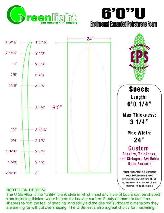 [U SERIES] EPS Foam Surfboard Blanks : "Utility" Blanks for Higher Volume Shapes