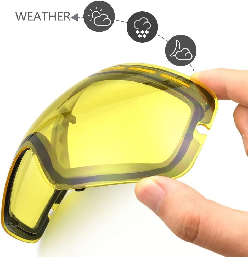 ZIONOR Ski Goggles Lens, XMINI 100% OTG Snow Goggles Detachable Lens for Youth Kids